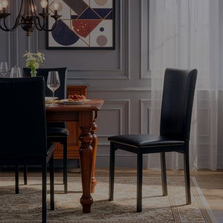 Sunvega 4-Piece Metal Frame Dining Chairs with Dark Brown Faux Leather Upholstery