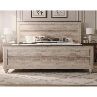 Sunvega Rustic Urban Chic White Wash Finish 4-Piece Queen Bedroom Set