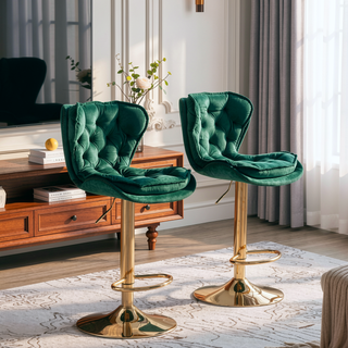 Sunvega Set of 2 Swivel Bar Stools with Chrome Footrest and Adjustable Height
