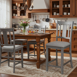 Sunvega Modern Wooden Counter Height Chairs Set of 4 with Padded Seat for Dining Room