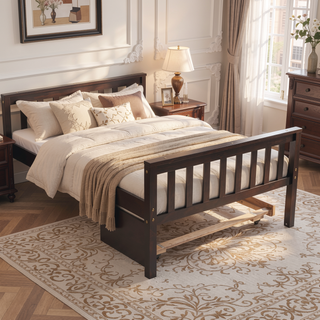 Sunvega Twin Bed Frame with Trundle and Headboard for Small Bedroom Space Saving