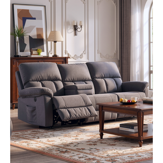 Sunvega Grey Fabric Lift Chair Recliner with Electric Mechanism and Plush Cushioning