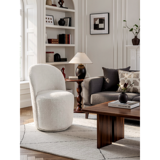 Sunvega Hollis Beige Boucle Swivel Side Chair Set with Full Foam Seat