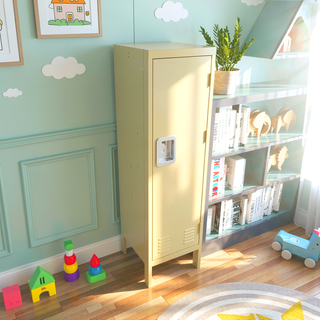 Sunvega Retro Yellow Industrial Metal Storage Cabinet with Ventilation for Gym