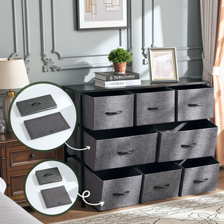 Sunvega Foldable 8-Drawer Fabric Dresser Storage Tower with Steel Frame for Bedroom
