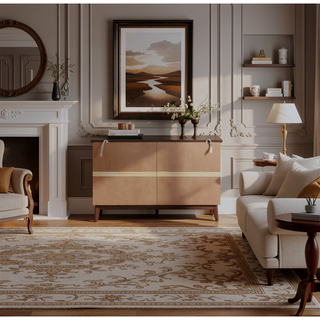 Sunvega Modern 5 Drawer Dresser with White & Walnut Finish for Bedroom
