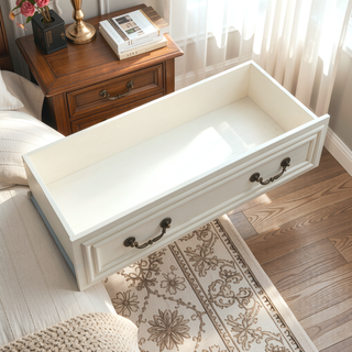 Sunvega Vintage Farmhouse Dresser with 5 Drawers and Antique White Finish