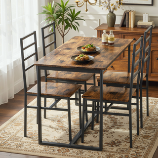 Sunvega 5 Piece Modern Dining Table Set with MDF Top and Iron Frame for 4
