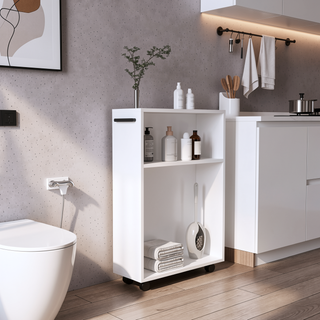 Sunvega Compact Rolling Cart with Open Shelves and Durable Casters in White