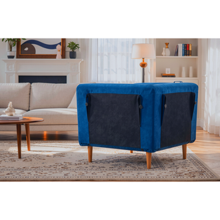 Sunvega Modern Velvet 3-Position Adjustable Sleeper Chair with Piping Design Converts to Bed