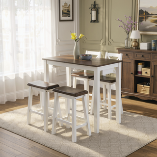 Sunvega Industrial Bar Table and Chairs Set with 2 Stools for Kitchen Dining Room
