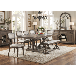 Sunvega Modern Contemporary Ash Grey Solid Wood Veneer 1pc Bench with Cream Cushion Seat