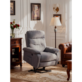 Sunvega Grey Fabric Lift Chair Recliner with Electric Mechanism and Plush Cushioning