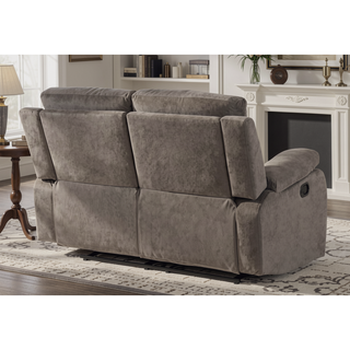 Sunvega Reclining Transitional Microfiber Fabric Loveseat with Lumbar Support