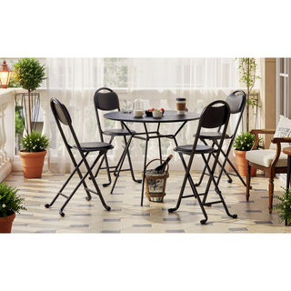 Sunvega Durable Steel Folding Stool with Back and Padded Cushion for Indoor Outdoor