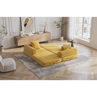 Sunvega Foldable Compressible Sofa with Metal Frame and Cushions for Small Spaces