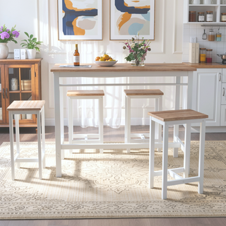 Sunvega 5-Piece Modern Kitchen Table Set with Four Bar Stools and Metal Frame