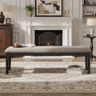 Sunvega Traditional Style Wood Framed Bench with Nailhead Trim and Rustic Brown Finish