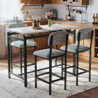 Sunvega Rustic Black 3-Piece Kitchen Table Set with Upholstered Chairs for Small Spaces