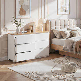 Sunvega 6 Drawer Storage Cabinet with Handless Design for Bedroom Hallway Living Room