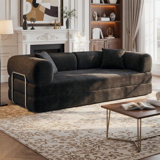 Sunvega Modular Sectional Sofa Bed with Pillow Back Support Armrest in Corduroy Fabric