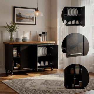 Sunvega Four Door Wall Mounted Cabinet in Wengue Finish for Living Room