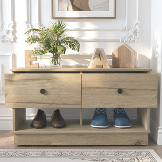 Sunvega Tulip Storage Bench with Two Drawers and Two Shelves