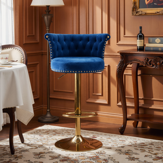 Sunvega Velvet 360 ° Rotating Bar Chair with Soft Pillow and Adjustable Height for Kitchen