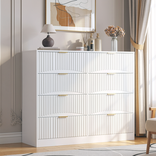 Sunvega Modern Wavy Pattern 6-Drawer Dresser with Ample Storage for Bedroom