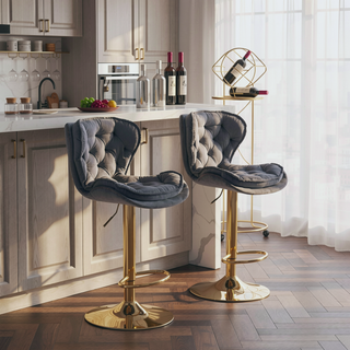 Sunvega Set of 2 Swivel Bar Stools with Chrome Footrest and Adjustable Height