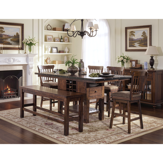 Sunvega Dark Brown Finish Wooden Counter Height Bench Transitional Style 1pc Dining