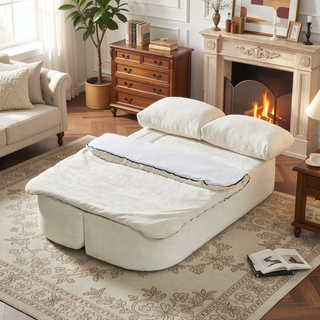 Sunvega Modern Folding Futon Floor Sofa Bed Couch with Silk Wool Cushion Blanket