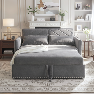 Sunvega 3-in-1 Adjustable Velvet Sleeper Sofa Bed with USB Port and Storage Pockets