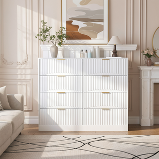 Sunvega Modern Wavy Pattern 6-Drawer Dresser with Ample Storage for Bedroom