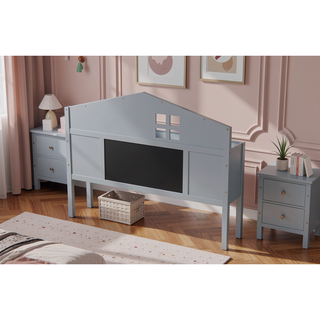 Sunvega Natural Wooden Montessori Floor Bed Frame with Fence and Door for Kids