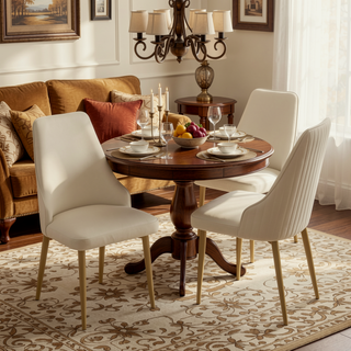 Sunvega PU Leather Dining Chairs with Metal Legs and Cloud Cushion Set of 2