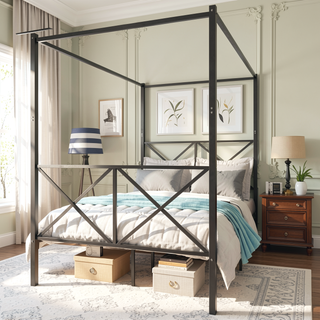 Sunvega Sturdy Full Metal Platform Bed Frame with X Shaped Support and Storage