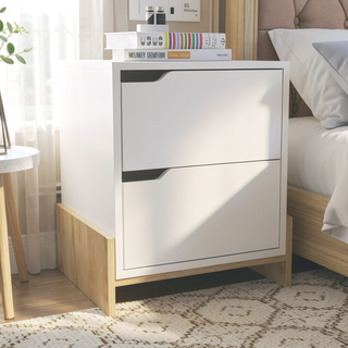 Sunvega Classic White Nightstand with Spacious Drawer and Open Shelf for Bedroom