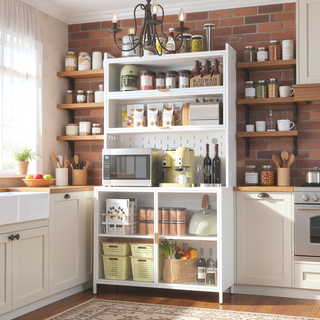 Sunvega 73-Inch 6-Tier Flip Door Pantry Cabinet with Adjustable Shelves for Kitchen