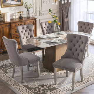 Sunvega Modern High-end Tufted Velvet Upholstered Dining Chair with Chrome Legs and Nailhead Trim
