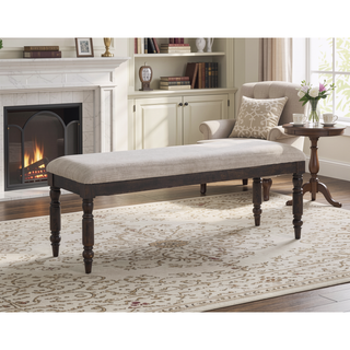 Sunvega Dark Brown Dining Bench with Polyester Cover and Hand-Stained Espresso Finish