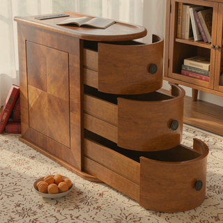 Sunvega American Style End Table with Charging Station Drawers and Arc Design