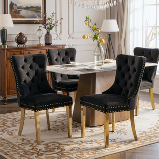 Sunvega Modern High-end Tufted Velvet Upholstered Dining Chair with Chrome Legs and Nailhead Trim