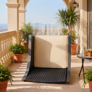 Sunvega Iron and Aluminum Frame Bar Stool with Cushion and PE Wicker