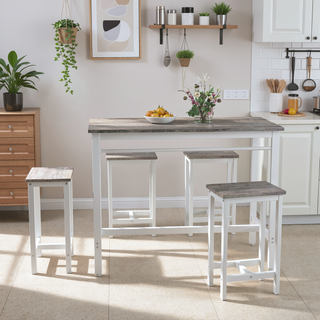 Sunvega 5-Piece Modern Kitchen Table Set with Four Bar Stools and Metal Frame