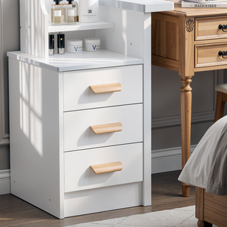 Sunvega White Vanity Desk with Mirror and Lights for Makeup and Chair