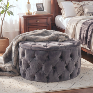 Sunvega Plush Comfortable and Durable Ottoman Footstool for Extra Seating