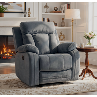 Sunvega Reclining Transitional Microfiber Fabric Chair with Lumbar Support