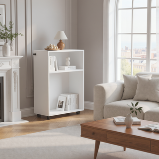 Sunvega Compact Rolling Cart with Open Shelves and Durable Casters in White