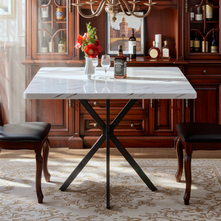 Sunvega Square Dining Table with MDF Top and Carbon Iron Legs for Kitchen Dining Room